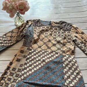Zara Patchwork Elbow Sleeve Dress Size Large
